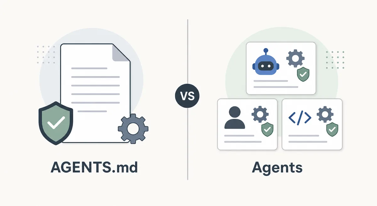 Comparison between AGENTS.md repository rules and named OpenCode agents