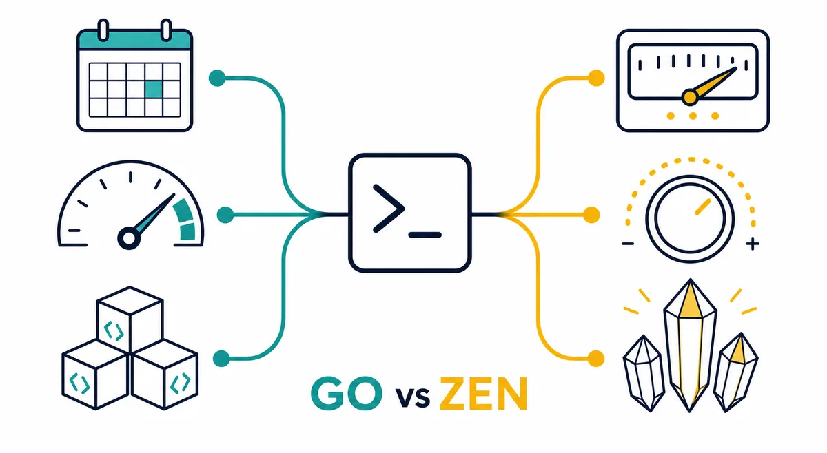 OpenCode terminal workflow branching to Go subscription controls and Zen usage controls