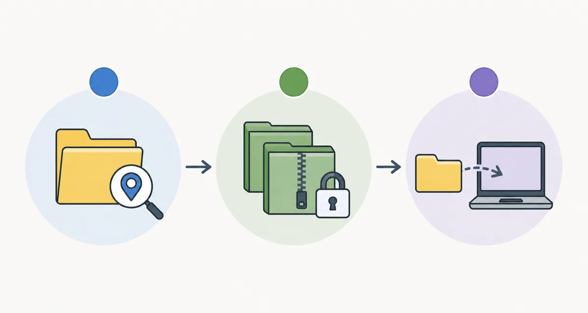 Three step flow for locating backing up and restoring OpenCode sessions